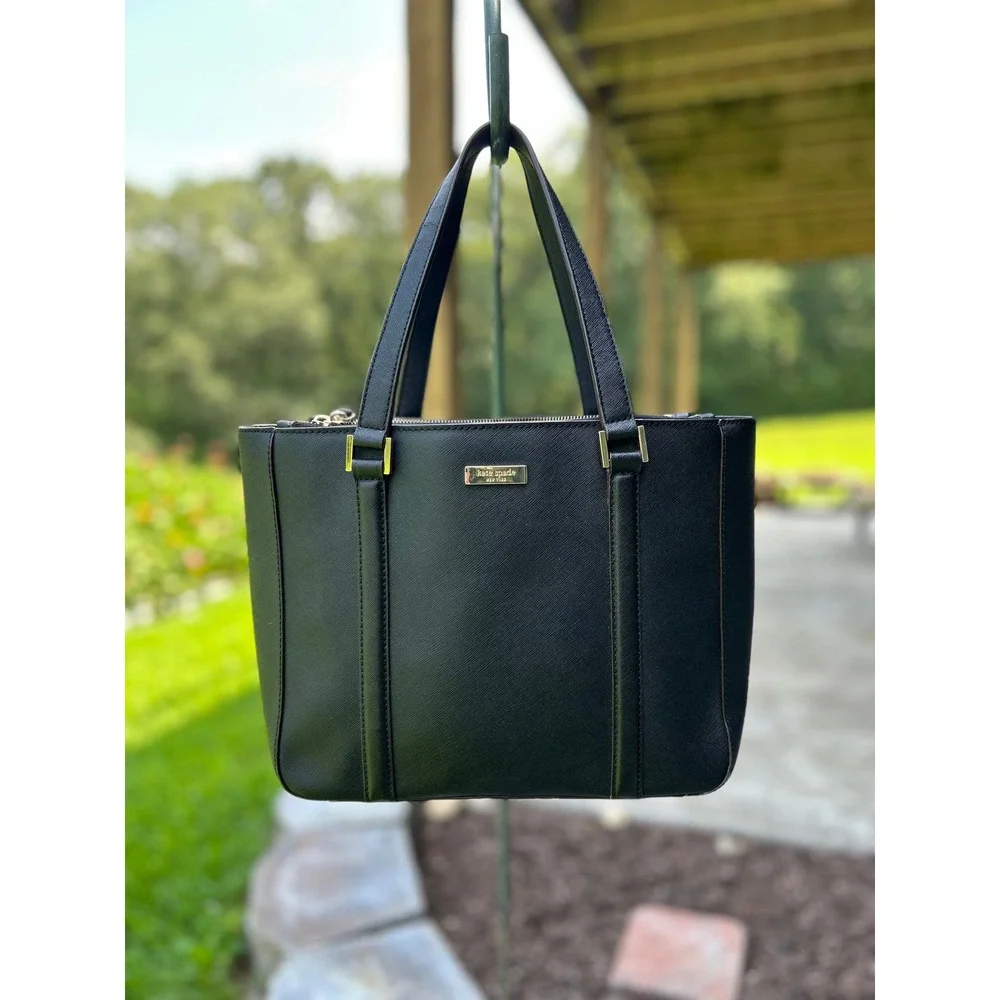 Kate Spade New York Newbury Lane Cadene Black Leather Tote Satchel Shoulder Bag